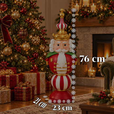 Figurka świąteczna 76 cm z żywicy, dekoracja w kształcie Świętego Mikołaja i żołnierzyka-dziadka do orzechów, biała lub czerwona