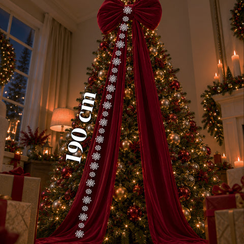 Fiocco Grande in Velluto Rosso 190 cm – Ornamento Imbottito con Gancio, Decorazione per Porta, Albero e Interni