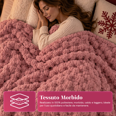 Set Coperta e Pantofole Soffici e Avvolgenti | Plaid Morbido 125x170 cm, Ciabatte Taglia Unica, 4 Colori