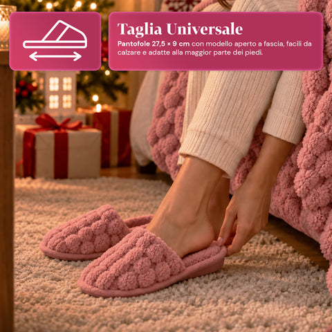 Set Coperta e Pantofole Soffici e Avvolgenti | Plaid Morbido 125x170 cm, Ciabatte Taglia Unica, 4 Colori