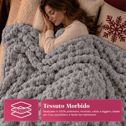 Set Coperta e Pantofole Soffici e Avvolgenti | Plaid Morbido 125x170 cm, Ciabatte Taglia Unica, 4 Colori