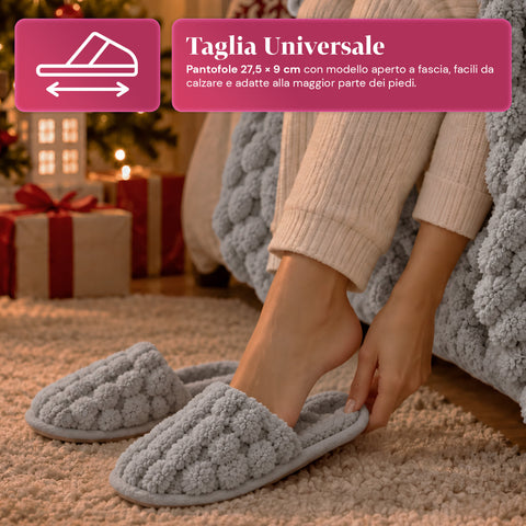 Set Coperta e Pantofole Soffici e Avvolgenti | Plaid Morbido 125x170 cm, Ciabatte Taglia Unica, 4 Colori