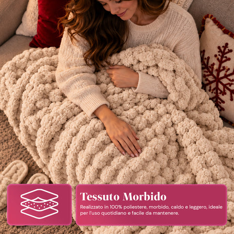 Set Coperta e Pantofole Soffici e Avvolgenti | Plaid Morbido 125x170 cm, Ciabatte Taglia Unica, 4 Colori
