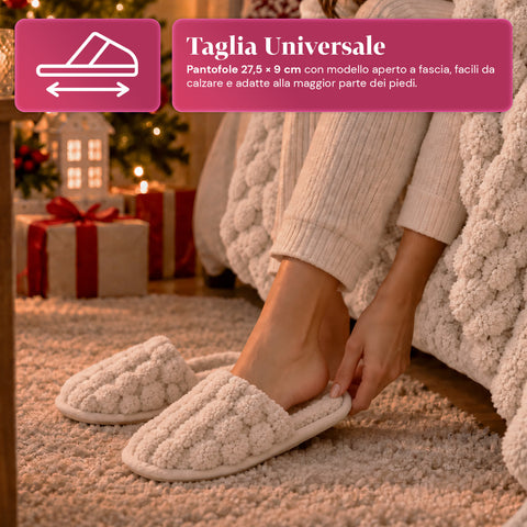 Set Coperta e Pantofole Soffici e Avvolgenti | Plaid Morbido 125x170 cm, Ciabatte Taglia Unica, 4 Colori