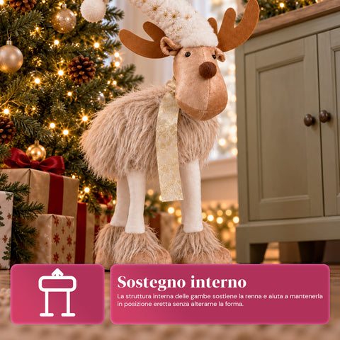 Renna Natalizia Grande 63 cm in Peluche Morbido – Decorazione Natale con Zampe Appesantite | 4 Colori