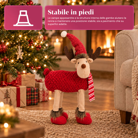 Renna Natalizia Grande 63 cm in Peluche Morbido – Decorazione Natale con Zampe Appesantite | 4 Colori
