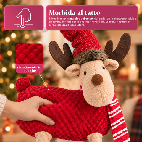 Renna Natalizia Grande 63 cm in Peluche Morbido – Decorazione Natale con Zampe Appesantite | 4 Colori