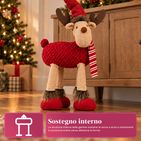 Renna Natalizia Grande 63 cm in Peluche Morbido – Decorazione Natale con Zampe Appesantite | 4 Colori