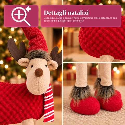 Renna Natalizia Grande 63 cm in Peluche Morbido – Decorazione Natale con Zampe Appesantite | 4 Colori