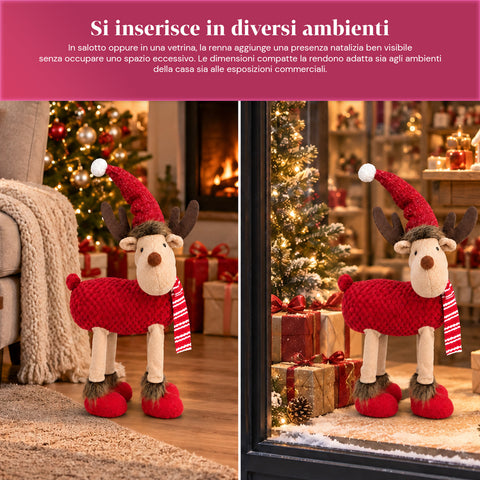 Renna Natalizia Grande 63 cm in Peluche Morbido – Decorazione Natale con Zampe Appesantite | 4 Colori