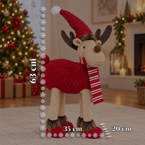 Renna Natalizia Grande 63 cm in Peluche Morbido – Decorazione Natale con Zampe Appesantite | 4 Colori