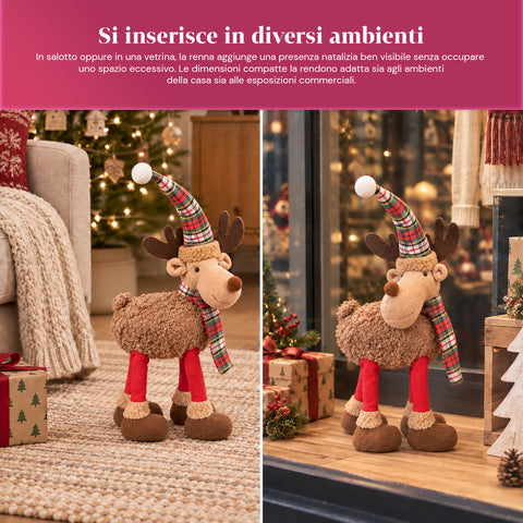Renna Natalizia Grande 63 cm in Peluche Morbido – Decorazione Natale con Zampe Appesantite | 4 Colori