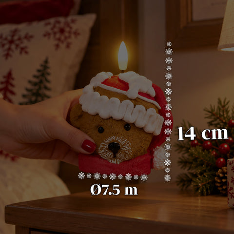 Candela Natalizia LED a Batteria in 3 Varianti – Babbo Natale con Albero, Orsetto e Viso Orso, Fiamma Effetto Reale, Decorazione Natale