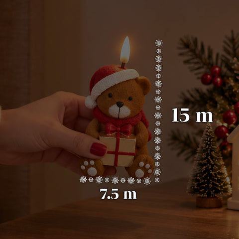Bożonarodzeniowa świeca LED na baterie, 3 warianty – Święty Mikołaj z choinką, miś i głowa misia, płomień z realistycznym efektem, dekoracja świąteczna