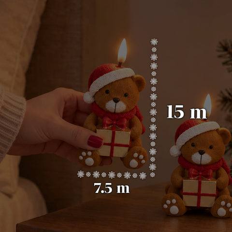 Bożonarodzeniowa świeca LED na baterie, 3 warianty – Święty Mikołaj z choinką, miś i głowa misia, płomień z realistycznym efektem, dekoracja świąteczna