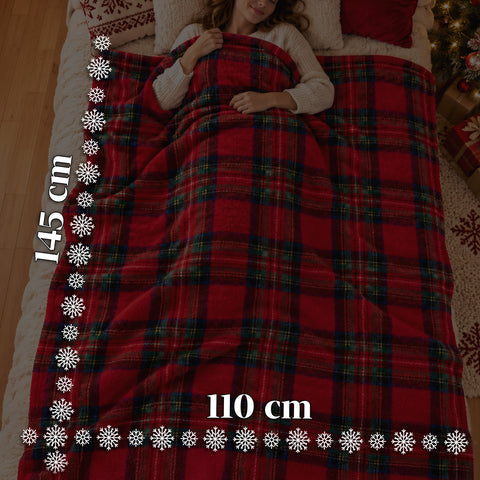 Świąteczny słoik 30x16 cm z kocem Coral Fleece 145x110 cm, miękki koc w kratę tartanową – Blind Box