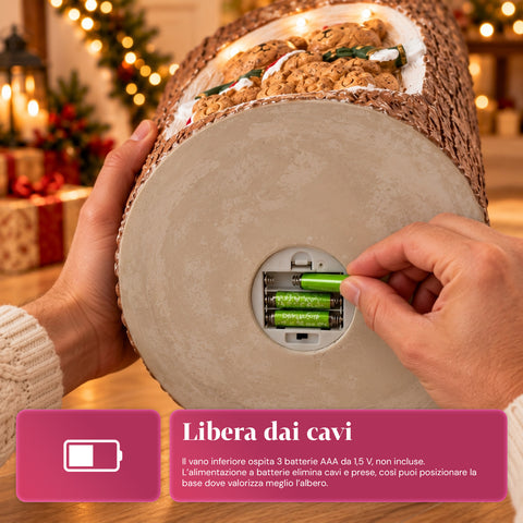 Podstawa pnia choinki z animowanymi diodami LED i postaciami 3D do choinek o wysokości do 180 cm – osłona podstawy z żelaza i magnezu z mocowaniem Ø 4 cm