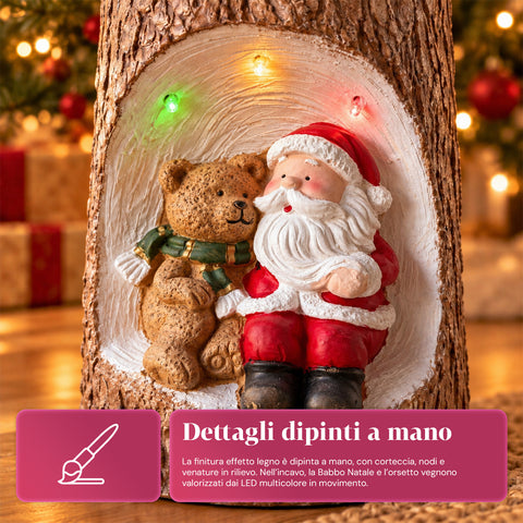 Podstawa pnia choinki z animowanymi diodami LED i postaciami 3D do choinek o wysokości do 180 cm – osłona podstawy z żelaza i magnezu z mocowaniem Ø 4 cm