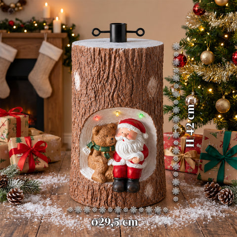 Podstawa pnia choinki z animowanymi diodami LED i postaciami 3D do choinek o wysokości do 180 cm – osłona podstawy z żelaza i magnezu z mocowaniem Ø 4 cm