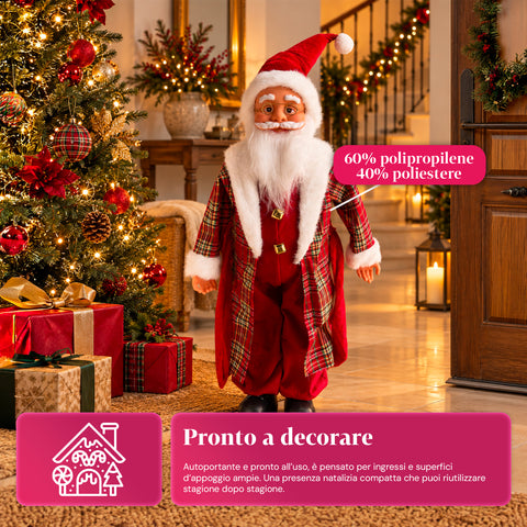 Święty Mikołaj ze światłami i muzyką, dekoracyjna figurka bożonarodzeniowa 65-95-120 cm, podświetlana ozdoba na baterie – Blind Box
