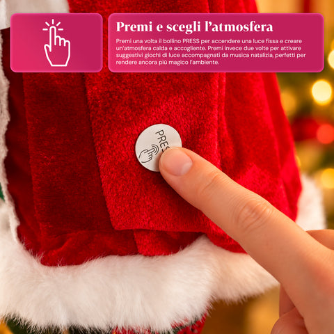 Święty Mikołaj ze światłami i muzyką, dekoracyjna figurka bożonarodzeniowa 65-95-120 cm, podświetlana ozdoba na baterie – Blind Box