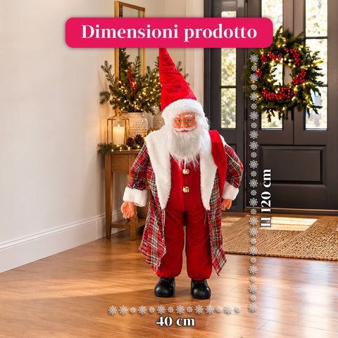 Święty Mikołaj ze światłami i muzyką, dekoracyjna figurka bożonarodzeniowa 65-95-120 cm, podświetlana ozdoba na baterie – Blind Box