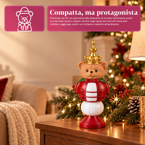 Figurka bożonarodzeniowa 35 cm z żywicy, dekoracja świąteczna: Święty Mikołaj, żołnierzyk-dziadek do orzechów i miś, czerwona lub biała, do wnętrz i na zewnątrz