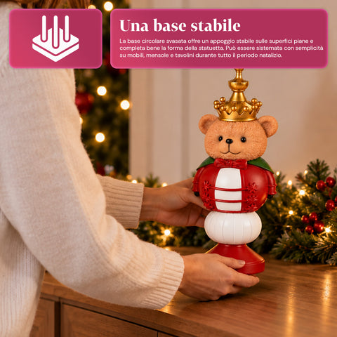 Figurka bożonarodzeniowa 35 cm z żywicy, dekoracja świąteczna: Święty Mikołaj, żołnierzyk-dziadek do orzechów i miś, czerwona lub biała, do wnętrz i na zewnątrz