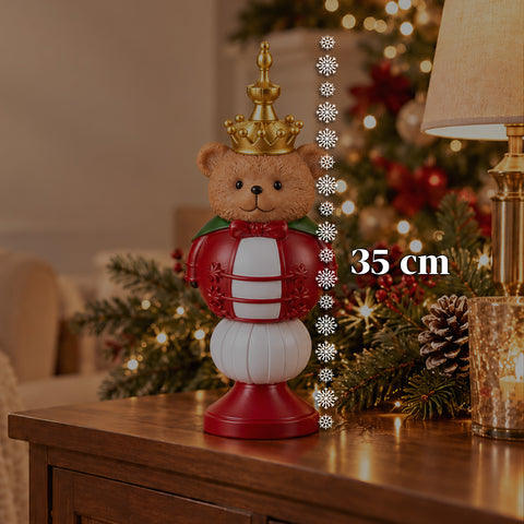 Figurka bożonarodzeniowa 35 cm z żywicy, dekoracja świąteczna: Święty Mikołaj, żołnierzyk-dziadek do orzechów i miś, czerwona lub biała, do wnętrz i na zewnątrz