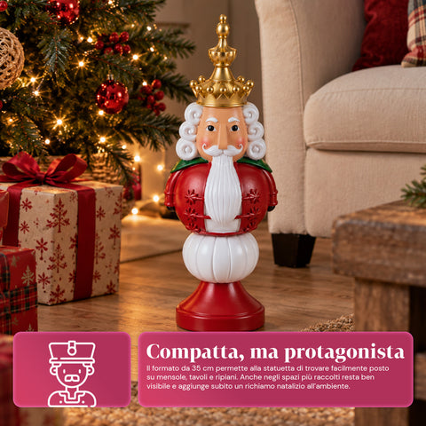 Figurka bożonarodzeniowa 35 cm z żywicy, dekoracja świąteczna: Święty Mikołaj, żołnierzyk-dziadek do orzechów i miś, czerwona lub biała, do wnętrz i na zewnątrz