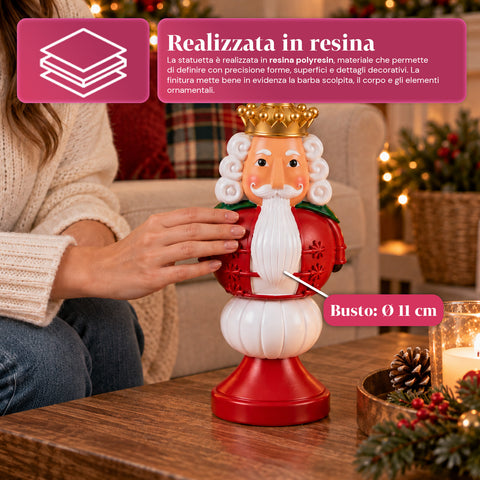 Figurka bożonarodzeniowa 35 cm z żywicy, dekoracja świąteczna: Święty Mikołaj, żołnierzyk-dziadek do orzechów i miś, czerwona lub biała, do wnętrz i na zewnątrz