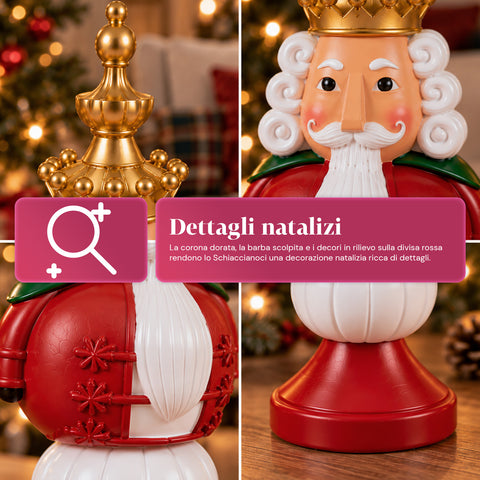 Figurka bożonarodzeniowa 35 cm z żywicy, dekoracja świąteczna: Święty Mikołaj, żołnierzyk-dziadek do orzechów i miś, czerwona lub biała, do wnętrz i na zewnątrz