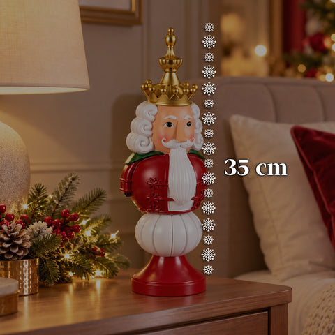 Figurka bożonarodzeniowa 35 cm z żywicy, dekoracja świąteczna: Święty Mikołaj, żołnierzyk-dziadek do orzechów i miś, czerwona lub biała, do wnętrz i na zewnątrz
