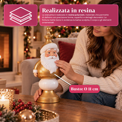 Figurka bożonarodzeniowa 35 cm z żywicy, dekoracja świąteczna: Święty Mikołaj, żołnierzyk-dziadek do orzechów i miś, czerwona lub biała, do wnętrz i na zewnątrz