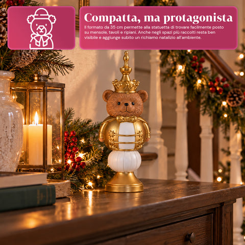 Figurka bożonarodzeniowa 35 cm z żywicy, dekoracja świąteczna: Święty Mikołaj, żołnierzyk-dziadek do orzechów i miś, czerwona lub biała, do wnętrz i na zewnątrz