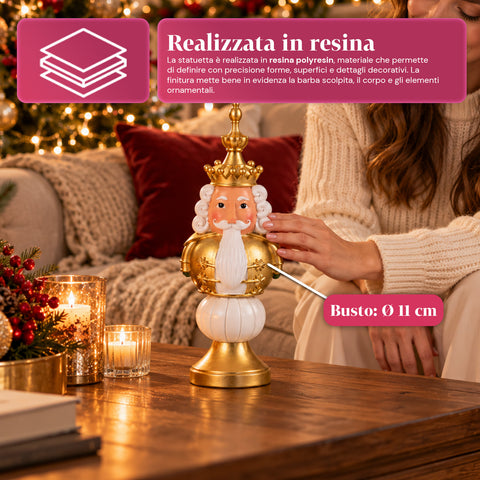 Figurka bożonarodzeniowa 35 cm z żywicy, dekoracja świąteczna: Święty Mikołaj, żołnierzyk-dziadek do orzechów i miś, czerwona lub biała, do wnętrz i na zewnątrz