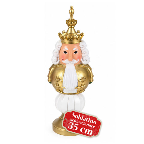 Figurka bożonarodzeniowa 35 cm z żywicy, dekoracja świąteczna: Święty Mikołaj, żołnierzyk-dziadek do orzechów i miś, czerwona lub biała, do wnętrz i na zewnątrz