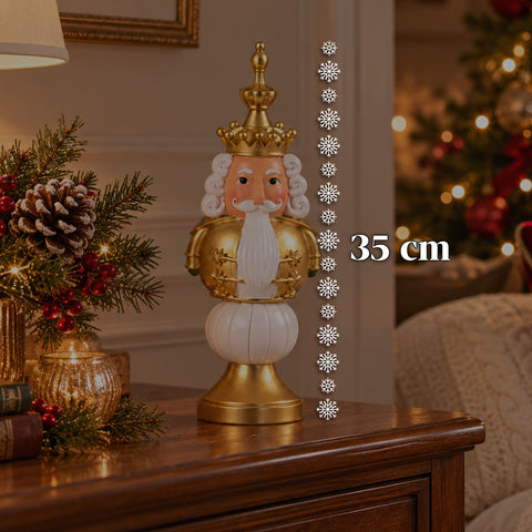 Figurka bożonarodzeniowa 35 cm z żywicy, dekoracja świąteczna: Święty Mikołaj, żołnierzyk-dziadek do orzechów i miś, czerwona lub biała, do wnętrz i na zewnątrz