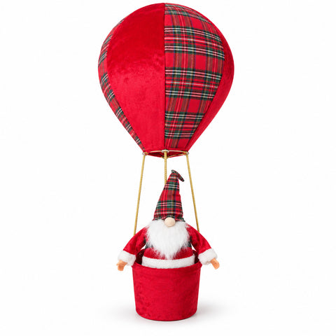 Świąteczny balon na ogrzane powietrze ze Świętym Mikołajem lub skrzatem, LED 92 cm