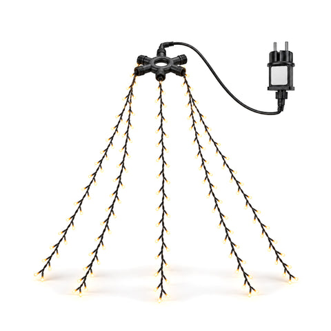 Lampki kaskadowe na choinkę, 175 LED, ciepła biel, 5 przewodów