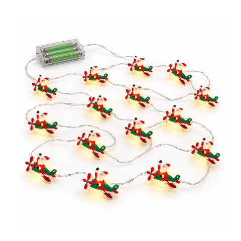 Łańcuch świetlny na baterie z postaciami świątecznymi, 20 mini diod LED