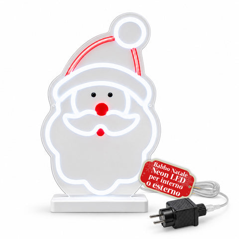 Świecący neonowy Mikołaj LED 25x40 cm, światło czerwone i białe