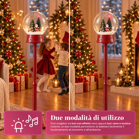 Latarnia bożonarodzeniowa z dmuchanym śniegiem, muzyką i światłami LED – 3 warianty: biała lub czerwona kula 150 cm oraz skrzynka pocztowa 160 cm