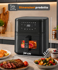 Friggitrice ad Aria 8l con Touch Led, 8 Programmi e Ricettario Incluso