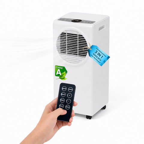 Przenośny klimatyzator 9000 BTU 3 w 1 z ABS z pilotem (klasa A R290), 950W + timer