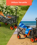 Carrello da Giardino Pieghevole in Acciaio con Freno e Manico Portata 160kg