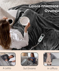 Coperta Termica Matrimoniale Fluffy per Letto e Divano in Flanella con Timer 9H