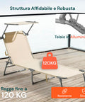 Lettino facile da trasportare grazie alle maniglie in tessuto e alle sue dimensioni compatte, design pieghevole per massima portabilità