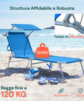Lettino da Sole Giardino e Mare con Tettuccio Parasole e Schienale Regolabile