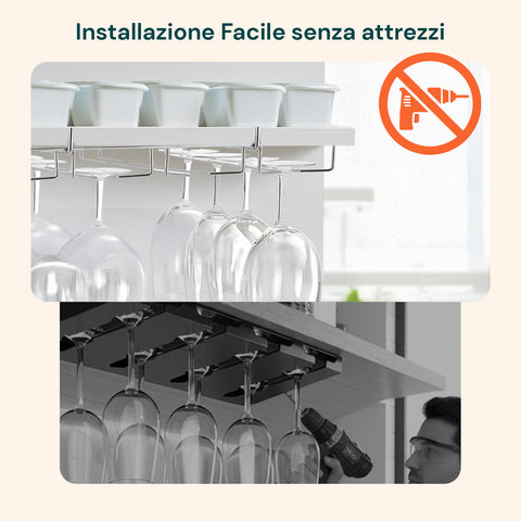 Portabicchieri in Metallo Cromato – Capacità 16 Calici, Resistente e Salvaspazio